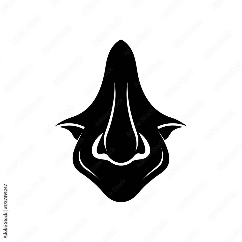 Fototapeta premium a black and white vector silhouette of a nose 