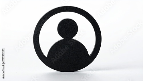 A minimalist black silhouette of a person inside a circle, casting a shadow