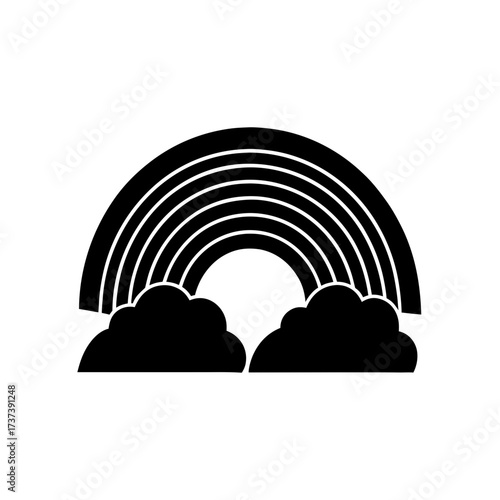 a black and white vector silhouette of a rainbow  