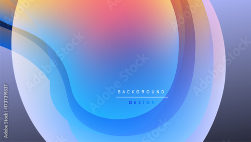 Abstract colorful layers create fluid shapes. Gradient hues blend, forming dynamic background design. Soft curves dominate composition.
