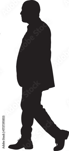 vector,silhouette of side view of a man walking
