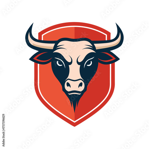 Fierce Bull Head Emblem on Red Shield logo