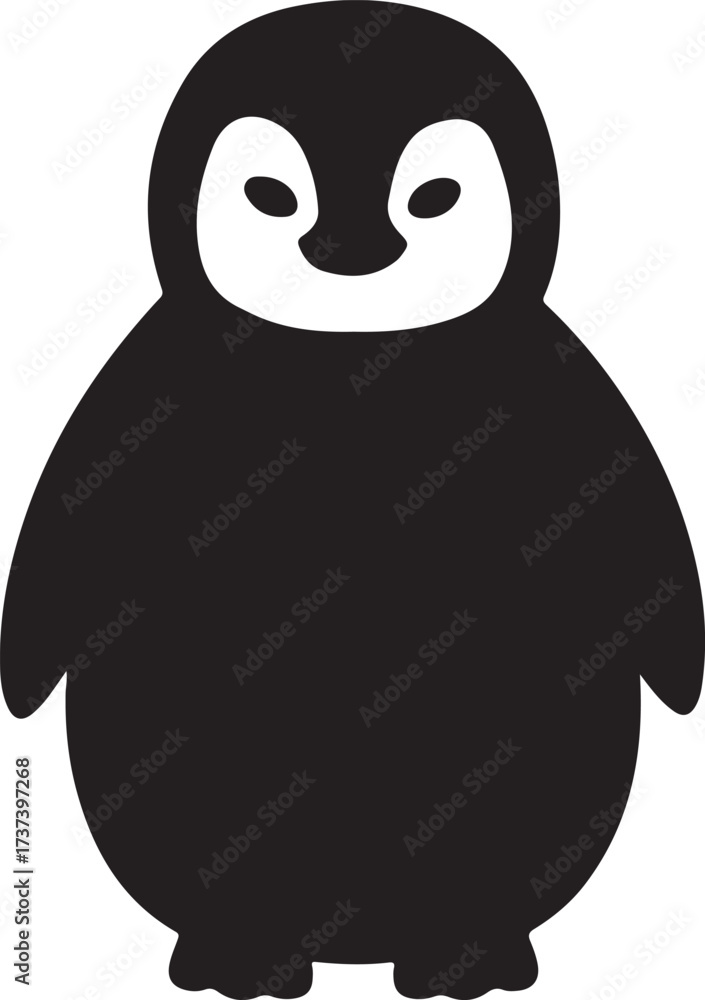 Obraz premium silhouette black and white cartoon penguine baby