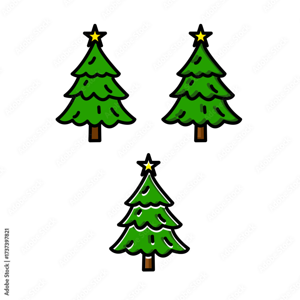 Fototapeta premium Ornamented Holiday Trees With Lights