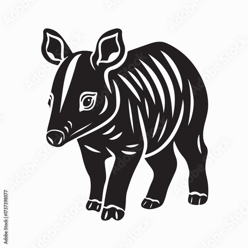Funny Tapir Mascot Vector Logo for Children isolated on white background
