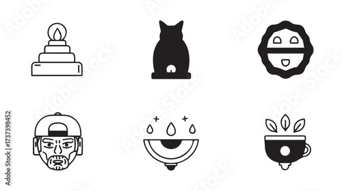 Collection of abstract geometric and symbolic iconography for digital applications and design projects vector