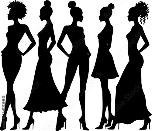 Fashionable Black Women Silhouettes Bundle