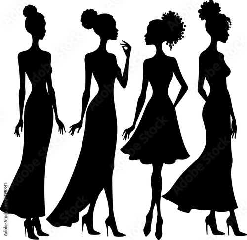 Fashionable Black Women Silhouettes Bundle
