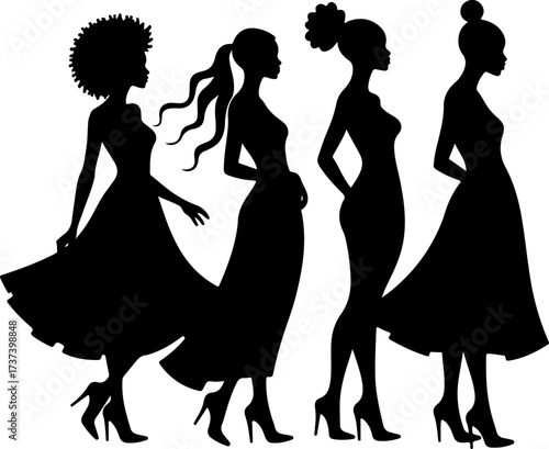 Fashionable Black Women Silhouettes Bundle