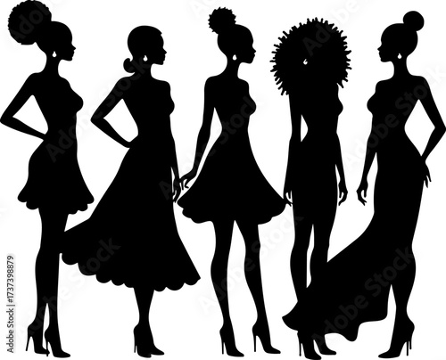 Fashionable Black Women Silhouettes Bundle