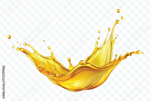 realistic fresh smooth liquid oil splash in mid air cut out and curve style isolated on transparent background