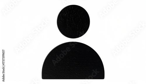 Simple black silhouette of a person, a circle atop an inverted arch, on white