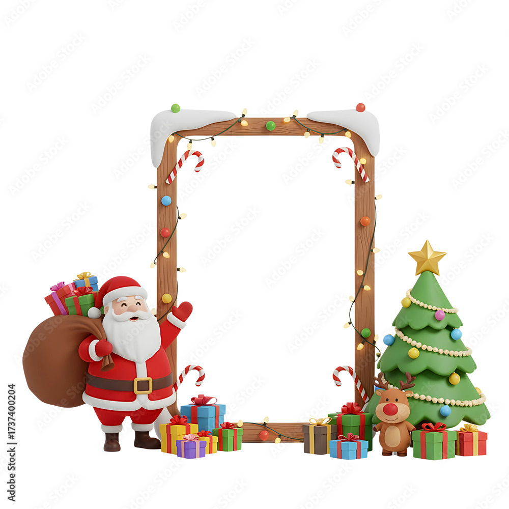 Naklejka premium 3D Christmas Frame