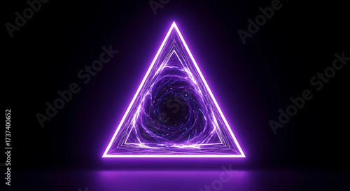 Glowing neon purple triangle portal effect abstract sci-fi futuristic digital art