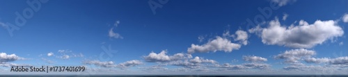 Clear midday hdr panorama of scenic sky with clouds 360-degree viewpoint in nature