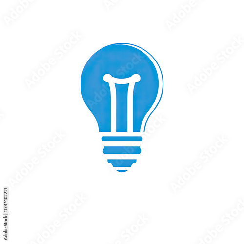 A stylized, light-blue incandescent lightbulb icon, featuring a white outline and internal filament