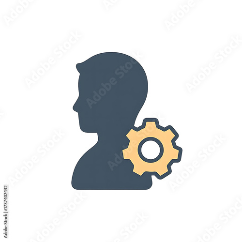 Conceptual illustration of a user profile with a gear icon symbolizing settings or management
