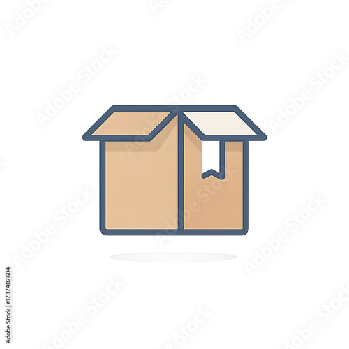 Simple line icon of an open cardboard parcel box for moving and packaging. Vector graphic representing shipping, delivery, and logistics concepts