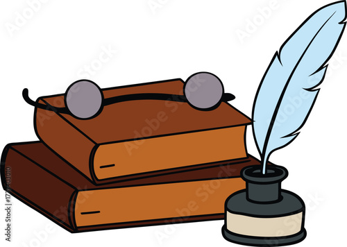 Close Up Still Life of an Antique Wooden Desk Illustration