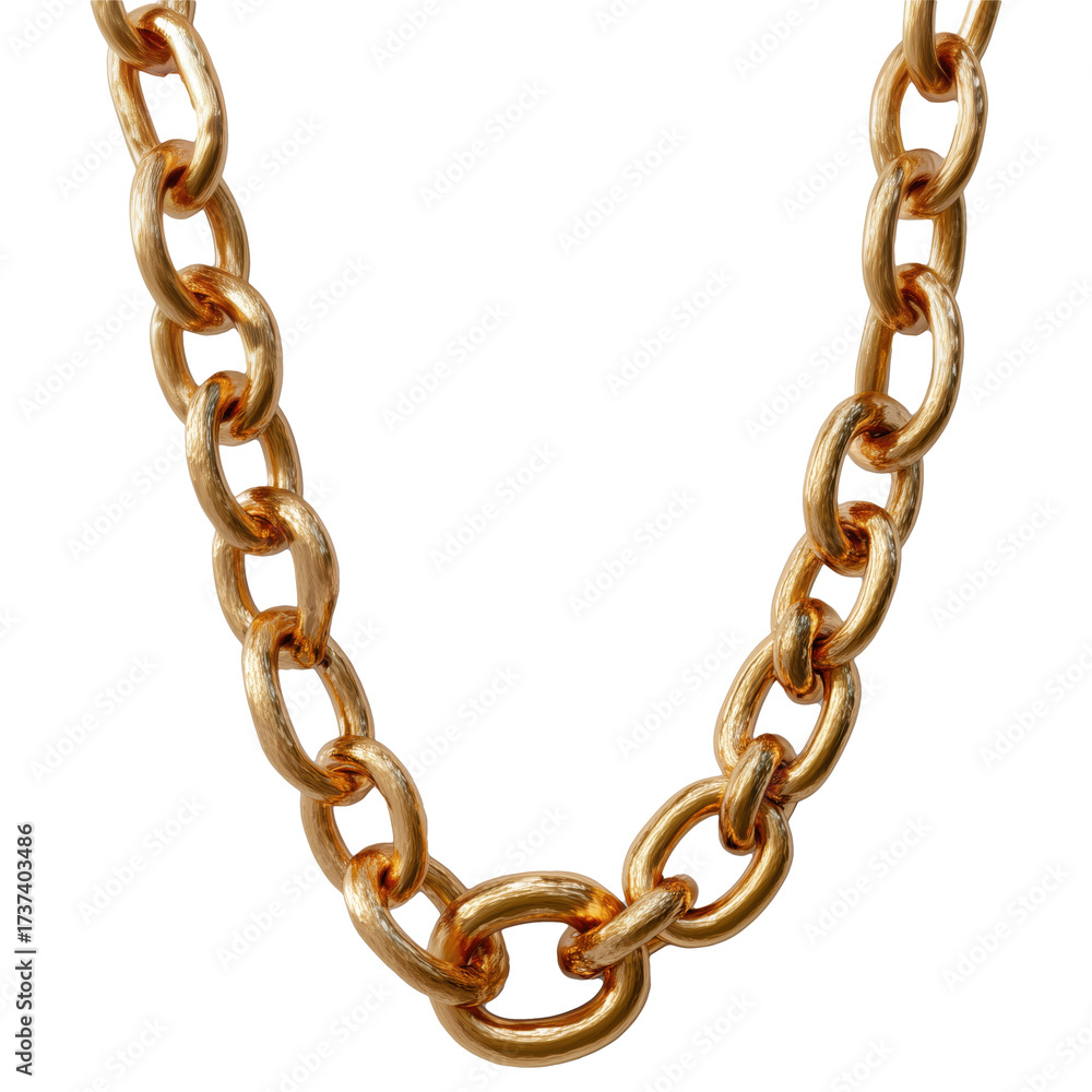 Fototapeta premium Stunning gold chain necklace featuring polished links that reflect light beautifully, showcasing elegance and style. Perfect for adding touch of luxury to any outfit