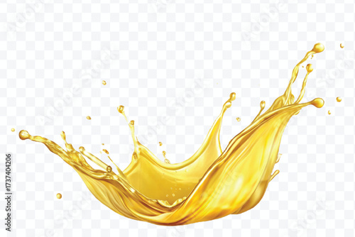 realistic fresh smooth liquid oil splash in mid air cut out and curve style isolated on transparent background