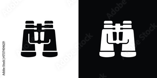 Binoculars Icon, Optical Instrument Silhouette, Lens Device Object with Transparent Background