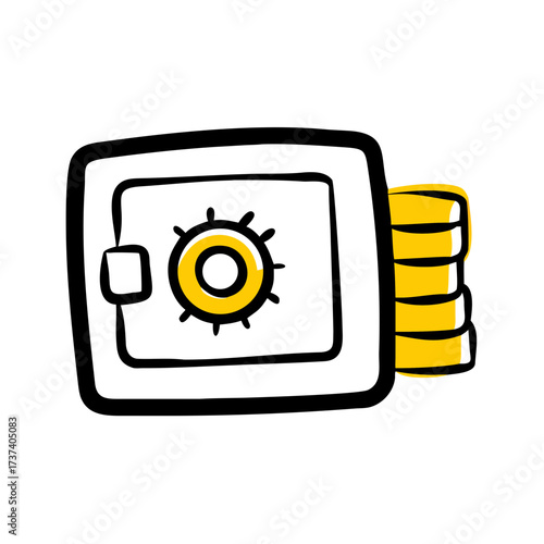 Safe with gold coins for storing valuables and ensuring security  
