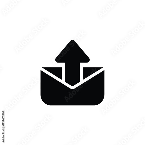 Black Mailbox Icon with Arrow Showing Uploading on a Transparent Background