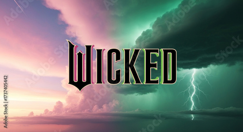 Logo Pink Green Wicked the Movie with Skies Scenery Background. Jakarta, October 2nd, 2025