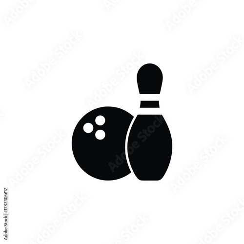 Bowling Ball & Pin Isolated on White. Solid, Sport Equipment. Simple