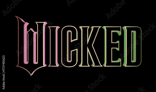 Obraz na płótnie Logo Pink Green Wicked the Movie in Black Background