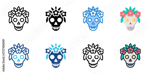 Day of the Dead icon set multiple style collection 
