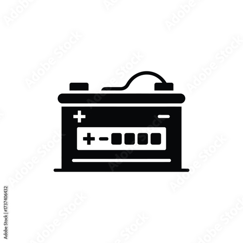 Car Battery Icon with Plus and Minus Signs on Transparent Background Design