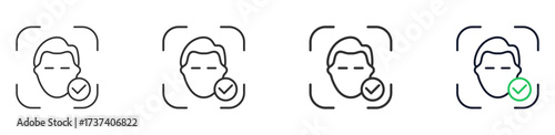 Identity Verified icon with line variations and two-tone style,  representing authentication, profile approval, and secure access. Minimal, scalable for UI and forms