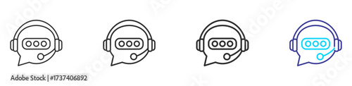 AI Chatbot icon with line variations and two-tone style, representing virtual assistant, conversational AI, and customer support. Clean, modern outline for apps and help centers