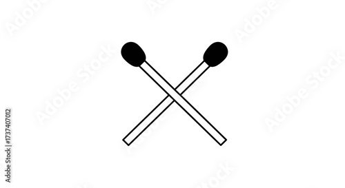 Crossed Matches Illustration: Black and White Fire Starters.