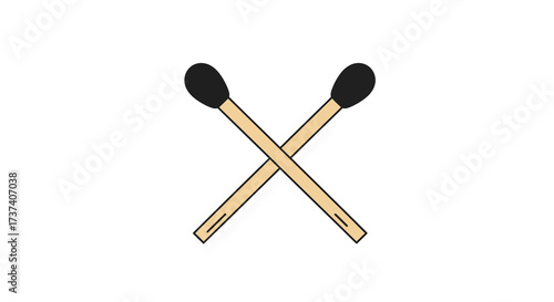Crossed Matches Illustration: Two Wooden Sticks with Black Heads.