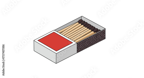 Matchbox with Matches: A Classic Fire Starter Illustration.