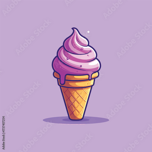 Ice cream cone cartoon icon illustration. sweet food icon concept isolated . flat cartoon style