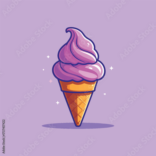 Ice cream cone cartoon icon illustration. sweet food icon concept isolated . flat cartoon style