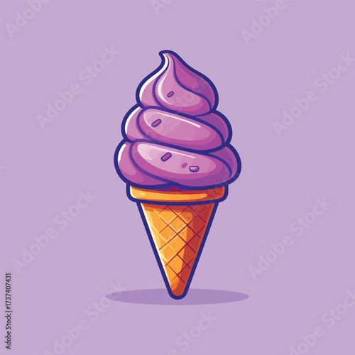 Ice cream cone cartoon icon illustration. sweet food icon concept isolated . flat cartoon style