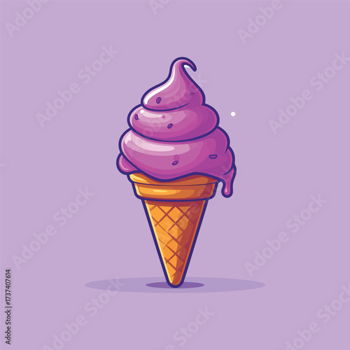 Ice cream cone cartoon icon illustration. sweet food icon concept isolated . flat cartoon style