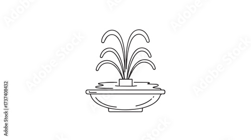 Elegant fountain graphic detailed outline artistic design for classic decorative projects vector