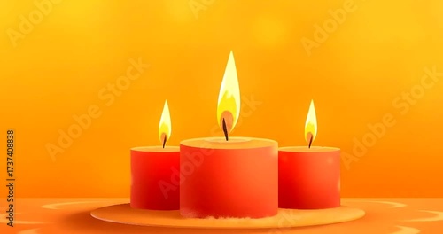 Cozy Festival Ambience – Three-Wick Candle Glow against Gradient Background