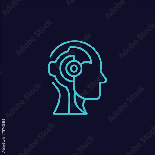 Futuristic AI Robot Head Logo Vector Design – Minimal Tech Line Art Icon
