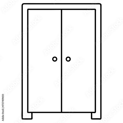 Scalable vector illustration of a modern double door wardrobe furniture icon for interior design and storage solutions isolated on transparent background