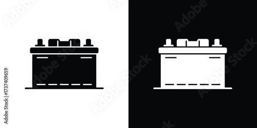 Silhouette of a Car Battery Icon with Terminals on Transparent Background