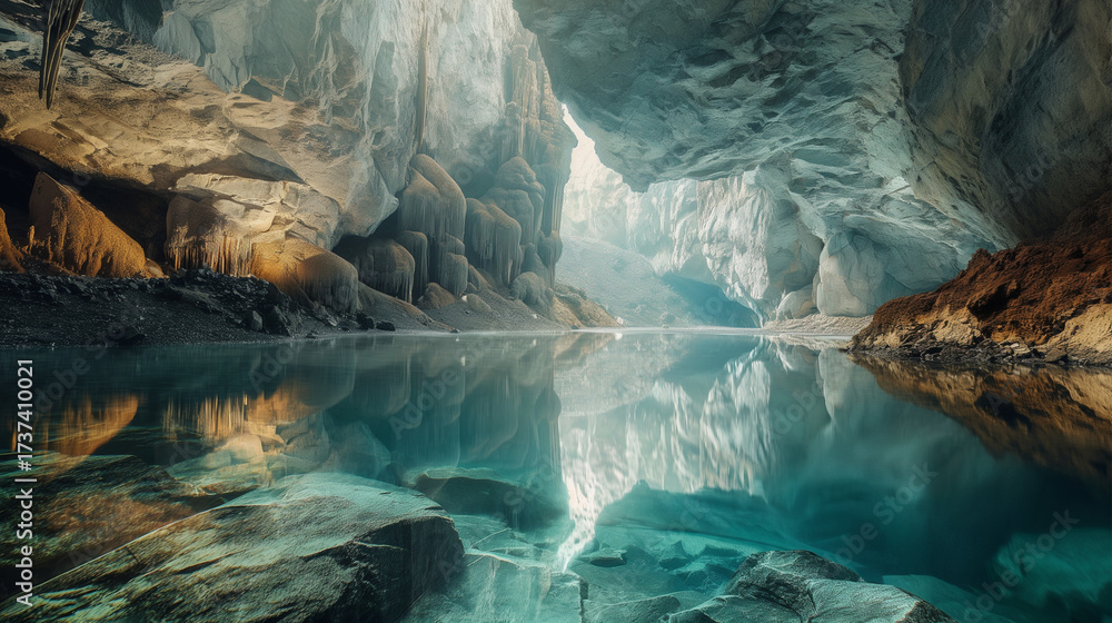 Naklejka premium Crystal Blue Cavern Lake