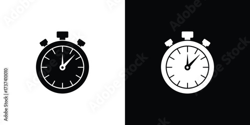 Timer icon symbol in black and white. Analog clock symbol. Time counter design
