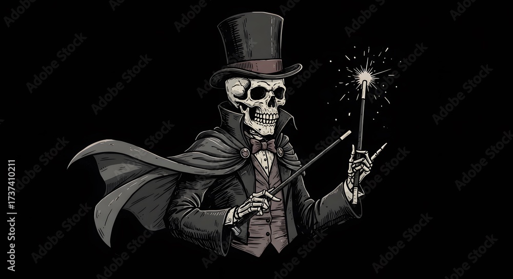 Obraz premium Skeleton magician illustration